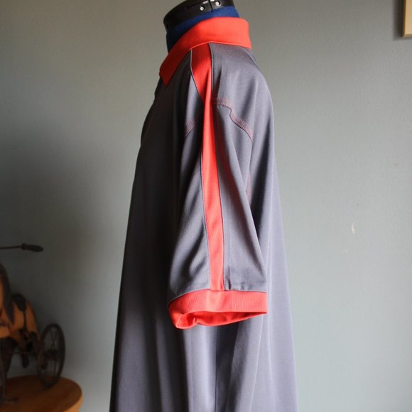 Blue/Red Short Sleeve Zip Polo Shirt ~L~ - Picture 5 of 10